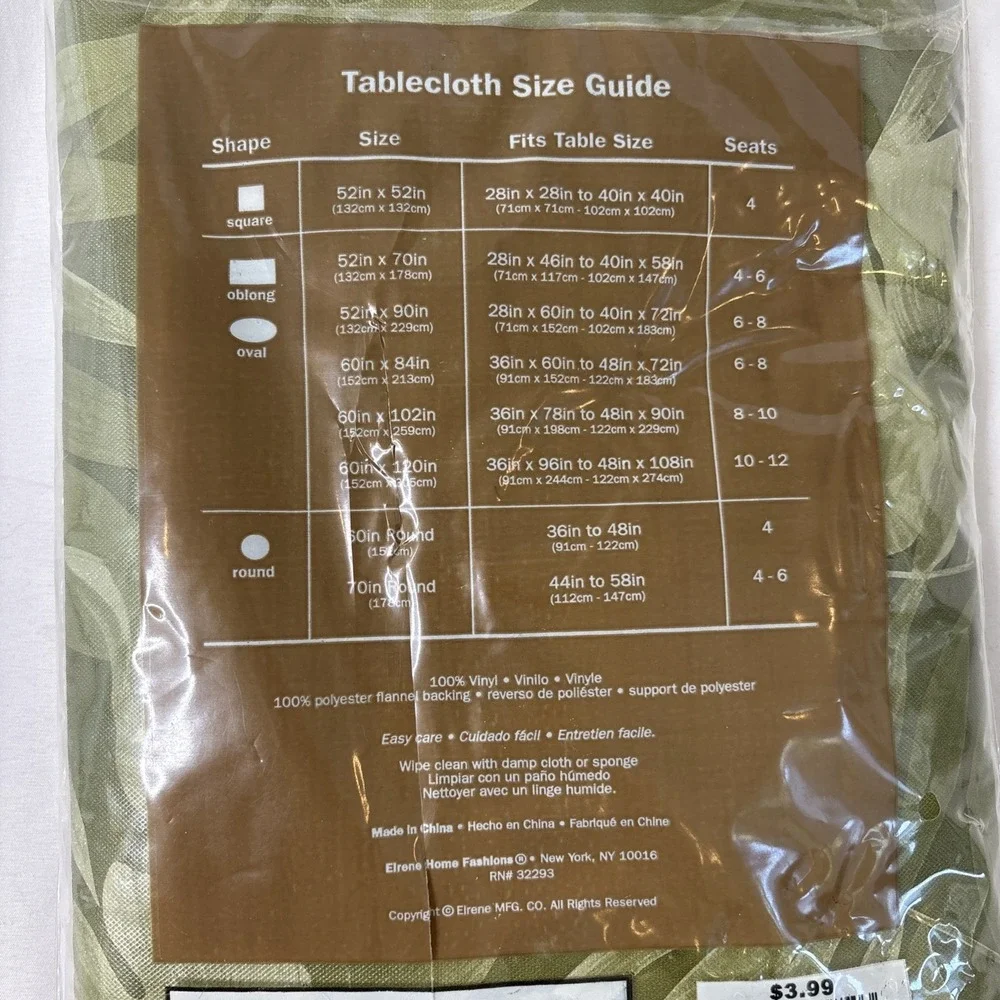 Elrene Home Fashions Island Paradise Vinyl Flannel Back Tablecloth‎ 52x90